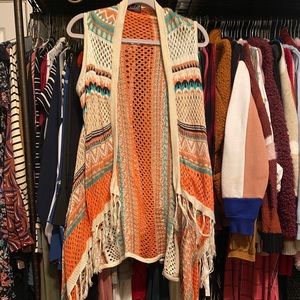 crocheted colorful vest